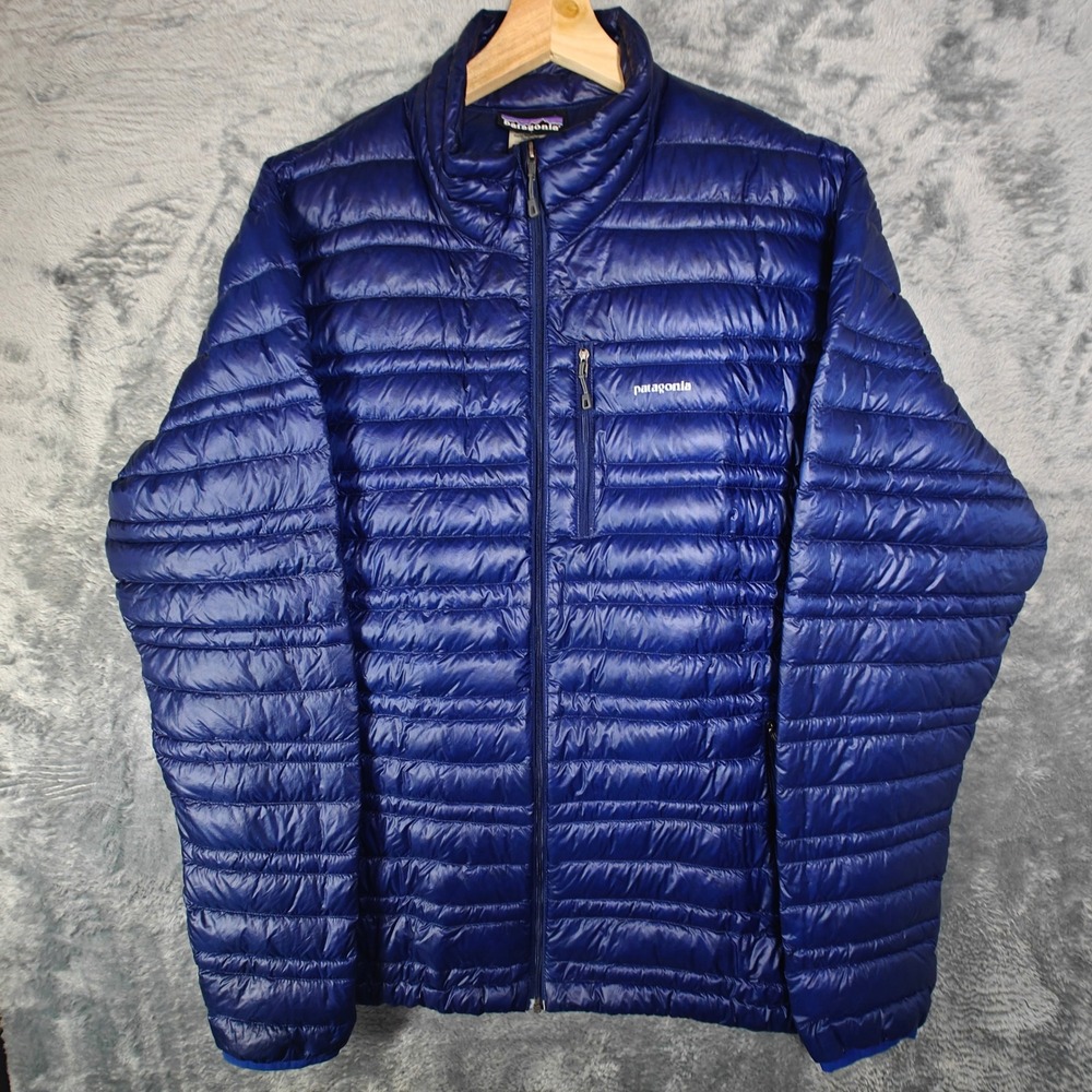 Patagonia Down Sweater Jacket Mens L Rare Blue Puffer Full Zip 84755FA11